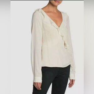 Line + Dot Haylee Ivory Wrap Ruffled Blouse